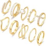 14K Gold Plated Rings Set for Women, Dainty Gold Knuckle Rings Non Tarnish, Simple Thumb Stacking Rings Pack Size 5/6/7/8/9/10 (5, Gold)