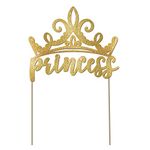 Disney Princess Gold Glitter Cake Pick - 5" x 6" (1 Pc) - Enchanting & Elegant Party Decoration - Perfect for Princess-themed Celebrations