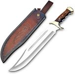 WARIVO KNIFE Handmade D2 Steel 18 Inches Large Bowie Knife, Full Tang Fixed Blade, Rosewood Handle Hunting Knife with Leather Sheath Ideal for Camping, Hiking, Survival