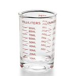 Measuring Cup Shot Glass 3 Ounce/90ML Liquid Heavy High Espresso Glass Cup (Red)