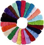 25 Pcs Colourful Elastic Crochet Headbands Hair Accessories - 1.5 Inch Width Stretch Hair Bands DIY Head Flower and Bows Accessories