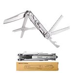 Maerd P3 9in1 Hard Stainless Steel Multitool, Foldable Self-Locking Multi-Tool Pocket Knife with Belt Clip, First Aid Scissors, Saw, Escape Hammer, Bottle Opener, Sickle, EDC Multitool Emergency…