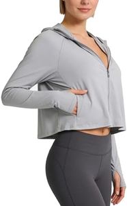 TrekWave Women's UPF 50+ Sun Protection Crop Top Hoodie - Quick Dry Swim Cover Up with Thumb Holes & Ponytail Port