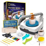 NATIONAL GEOGRAPHIC Kid’s Pottery Wheel (UK Version) - Complete Pottery Kit for Kids, Plug-in Motor, 907 g Air Dry Clay, Sculpting Clay Tools, Apron & More, Patent Pending, Amazon Exclusive Craft Kit