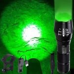 VASTFIRE 350 Yard Green Hunting Light Zoomable Flashlight Hog Predator Lights with Pressure Switch Picatinny Rail Mount 1 Inch to 30mm Scope Mount Gift Carrying Case