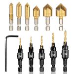 Leogony 12PCS Countersink Drill Bit Set, Quick Counter Sink Drill Bits for Wood with Wrench