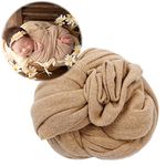 Newborn Baby Photo Outfits Props Stretch Blanket Infant Boy Girl Photography Velvet Wraps for Baby Photo Shoot (Tan)