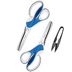 Pinking Shears Set (Pack of 2 PCS, Serrated & Scalloped Edges) by Phildim - Zig-zag Scissor for Fabric Leather & Paper - Pinking Dressmaking Sewing Scissors PD-002-UK-E