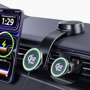 Upgrade [for Qi2.2-Certified] 25W for MagSafe Wireless Car Charger Mount, 2XFast Charging[90+LBS Safe Suction] Magnetic Phone Holder Dashboard Windshield for iPhone 17/16/15/14/13/12 Pro Max,Black