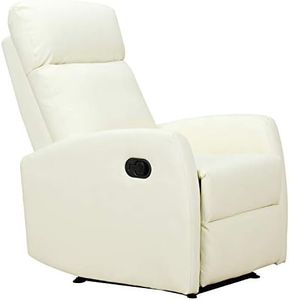 HOMCOM Poltrona Relax Reclinabile 165° con Poggiapiedi Regolabile Ergonomica in pelle PU, 65 × 92 × 100cm Crema