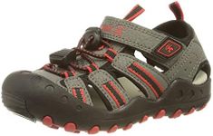Kamik Crab Flat Sandal, Charcoal RED, 3 UK Child
