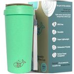 bioGo 450ml Mint Travel Coffee Cup - Reusable Mug with Lid for Hot Drinks - Reusable Coffee Cups with Lids - Travel Mug/Travel Cup/Coffee Tumbler - Coffee Cups with Lids Reusable