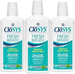 CloSYS Mouthwash, 32 Ounce, 3 Count, Fresh Breath Mouthwash, Gentle Mint, Alcohol Free, Dye Free, pH Balanced Mouth Wash, Helps Soothe Entire Mouth, Fights Bad Breath