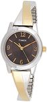 Timex Stretch Bangles 25 mm Womens Black Dial Two-Tone Expansion Band Watch TW2U30000