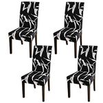 HZDHCLH Chair Covers Set of 4/6 Stretch Modern Chair Slipcovers for Dining Room Kitchen Wedding Party Washable Chair Protector(4pcs,Black white)