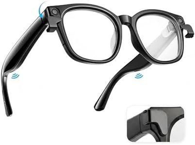 King Will AI Smart Bluetooth Glasses with 8MP Wide Angle Camera, Magnetic Flip Privacy Cover, Flexible 90° Bendable Spring Hinge, 1200P Anti-Shock Video Recording for Business Casual, Clear Lens