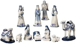 Kurt S. Adler Kurt Adler 1.97 6.7-Inch Porcelain Delft Blue 11-Piece Nativity Set