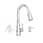 Moen Haelyn Chrome Touchless Single-Handle Pull-Down Sprayer Kitchen Faucet with Soap Dispenser, Features Power Clean for a Faster Wash, 87627EWC