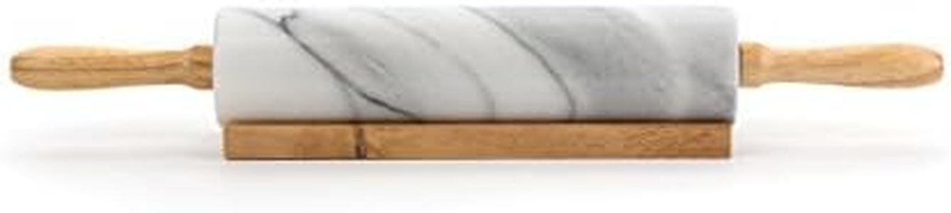 RSVP International (RPW-10) Rolling Pin for Baking & Stand, 10", White Marble