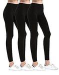 Sofra Leggings - Women's Seamless Fleece Lined Winter Leggings, Black (Plus, 3pk), One Size