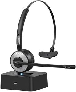 Bluetooth Headset, Wireless Headset with Mic for Work, Computer Headset with Microphone for PC, Bluetooth V5.3 Lightweight Headset with Noise Cancelling Mic, Mute Button, Multipoint, and Charging Base