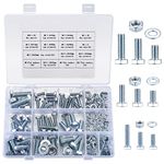 128 Pcs Flat Hex Bolt, Hex Nut & Washer Assortment Set, Durable Metric Sizes, M6 M8 M10 (128 blue and white)