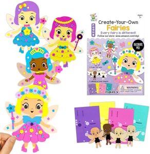 VKPI 4 Pieces EVA Foam Art Crafts Gift Kit, Creative Make Your Own Fairies, Cartoon Foam Paper Craft Projects for Kids Ages 4+ Toddler, Preschool Learning Toy for Birthday Party Favor Supplies