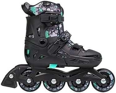Flying Eagle NT2 Nacht+ Jr. Inline Skates - Adjustable 5-Size Boot, Children's Roller Skates for Kids - Black, EU Sizes 28-32 - Fun Beginner Friendly Roller Skating for Boys, Girls and Youth