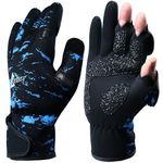 Drasry Neoprene Fishing Gloves Touchscreen 3 Cut Fingers Warm Cold Weather Waterproof Suitable for Men and Women Ice Fishing Fly Fishing Photography Motorcycle Running Shooting