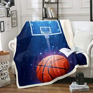 Coperta da basket Sherpa a tema sportivo per bambini ragazzi 3D con motivo a palle in pile regalo per giocatori di basket coperta sfocata per adolescenti per sedia ufficio peluche per letto king size
