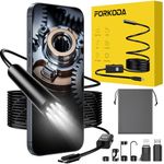FORKODA Endoscope Inspection Camera - 1920 HD Flexible Rigid Snake Inspection Camera, 8 LED Lights Adjustable IP67 Waterproof Probe Drain Endoscope for Android and iOS(16.4 ft/ 5m)
