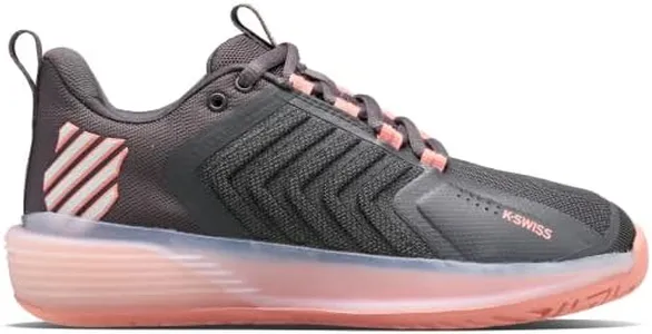 K-Swiss Women's Ultrashot 3 Tennis Shoe, Asphalt/Peach Amber/White, 11 M