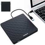 ORIGBELIE External CD DVD Drive for Laptop, USB 3.0 Type-C Ultra Slim 13mm DVD Player Portable CD DVD +/-RW Drive CD Burner Reader Writer Recorder for Desktop PC Windows 11/10/8/7 Linux Mac OS (Black)