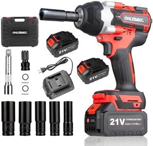 OnlyinNY Cordless Impact Wrench 665Ft-lbs (900N.m), 1/2" Brushless Impact Gun with 4-Mode Speed, 2X 4.0Ah Battery, Fast Charger, 5 Sockets, Power Impact Driver for Car Home/Truck/Mower