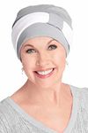 Cotton Turbans - Pure Cotton Madison Hat Set - Silver/White Band