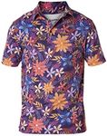 Royal & Awesome Flowers Hawaiian Golf Polo Shirts for Men, Golf Tops for Men, Golf Shirts Men, Men's Golf Shirts, Mens Golf Polo Shirts