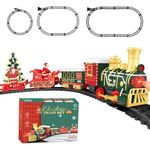 Nirrn Christmas Rail Train Set, with Realistic Sound, Lighting, Tracks, Train Toys, 1 Locomotive+3 Carriages, Suitable for Children, Boys, and Girls 4+ Years Old (No Smokes)