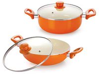 Nirlon Non-Stick Induction Ceramic Cookware Set, 2-Pieces, Orange