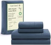 LANE LINEN RV Queen Sheets Set, 4Pc 100% Organic Cotton Bed Sheets Short Queen Size, Soft Sheets, Percale Weave, Luxury Hotel Sheets RV Queen Size, Breathable Queen Sheets Deep Pocket Upto 15" - Navy