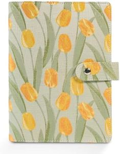 Aesthetic A5 6 Ring Binder Refillable Notebook Budget Binder Magnet Closure Fabric Tulip Flora Binders 5.5 x 8.5 1.5 Inch Loose Leaf Planner with 7 PP Pockets for Women School Office