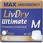 LivDry Ultimate Adult Incontinence Underwear, High Absorbency, Leak Cuff Protection, Medium, 68-Pack