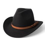 HUDANHUWEI Western Cowboy Hat Wide Brim Outdoor Fedora Hat, Z-a Black, Medium