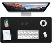 ProValley Extra Large Leather Desk Pad with Suede Base Office Desk Mat Mouse Pad for Desk Waterproof Desk Writing Mat Non-Slip PVC Leather Desk Blotter Protector for Home Office (Black, 24" x 36")