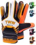 TheWhiteWater Kids Goalkeeper Gloves – Soft Latex for Protection & Super Grip – Size 2-8 Unisex Smartfit Football Gloves – Adult Boys Girls Junior Sports Training Goalie Gloves (Size 4, Orange)