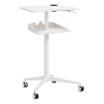 Safco Products 1944WH VUM Pneumatic Height-Adjustable Stand-Up Mobile Laptop Computer Workstation, Mobile Computer Cart, 22.875" D x 30.75" W x 48.25" H