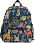 CHIFIGNO Kids Backpacks for Girls Boys, Funny Preschool Bag Cute Backpack for Kindergarten Elementary with Chest Strap, Forest Animals Plants, M, Travel Backpacks