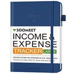 Soomeet Income and Expense Tracker/Log Book/Small Business Ledger Book/Accounting & Bookkeeping Ledger Log Bookr – Large 7" x 10" Hardcover Record Notebook with Receipt Pocket(Dark Blue)