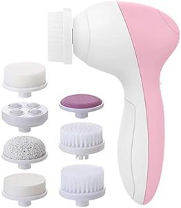 Facial Cleansing Brush | Face Scrubber Exfoliator Wash Cleansing Exfoliating Powered Electric Brushes Spin Cleanser Cleaning Scrub Oily Mixed Normal Dry Skin Including 7 Heads (Rose Quartz)