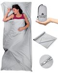 The Friendly Swede Sleeping Bag Liner - Soft Microfiber Travel and Camping Sheet, with Stuff Sack (Microfiber Cotton Feel - Grey)