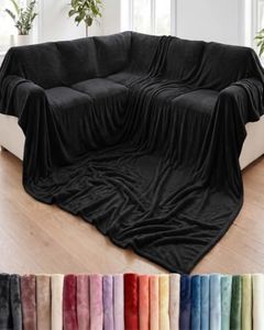 Fleece Blanket Giant Size 120" x 180" - Ultra-Soft Flannel Throw - Black
